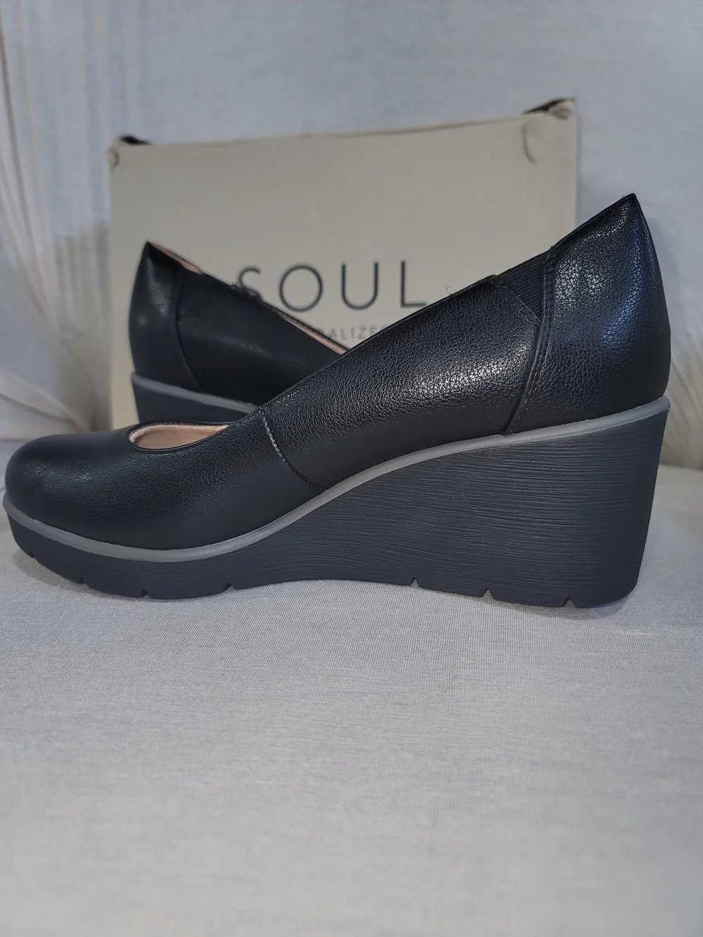 Soul Naturalizer About-Time Black Wedge Pumps Size 9 M New In Box